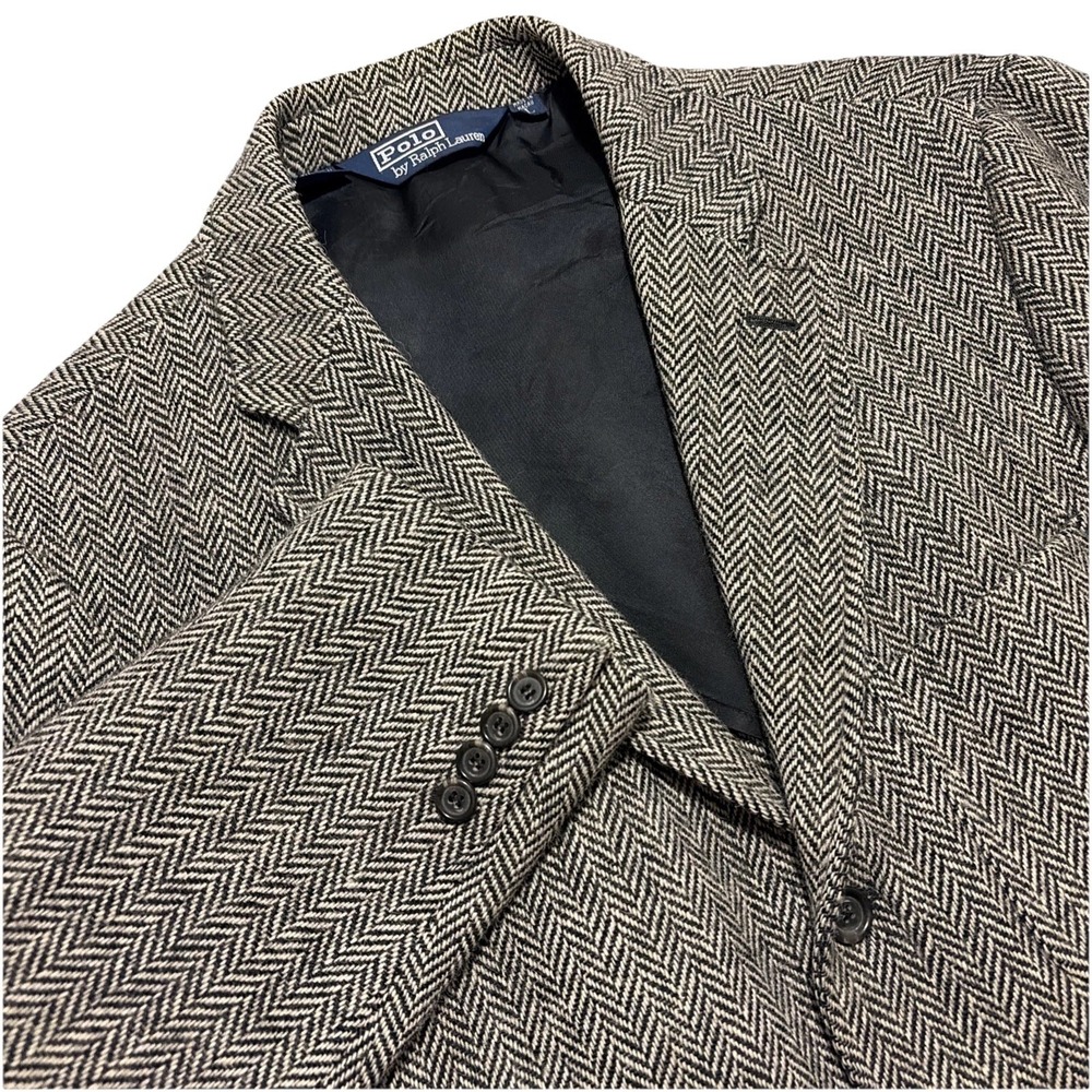 Vintage‎ POLO Ralph Lauren Herringbone Wool Alpaca Blazer Sport Coat  Size L 44R